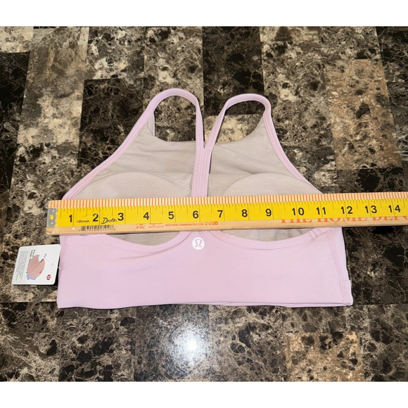 LULULEMON FLOW Y WRAP FRONT HIGH NECK BRA PINK PEONY SIZE 4 - Picture 4 of 8